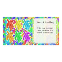 Rainbow Cutout Turtles Custom Card Photo Greeting Card