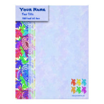 Rainbow Cutout Turtles Custom Letterhead