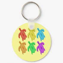 Rainbow Cutout Turtles Keychain