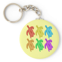 Rainbow Cutout Turtles Keychain