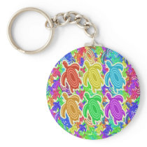 Rainbow Cutout Turtles Keychain