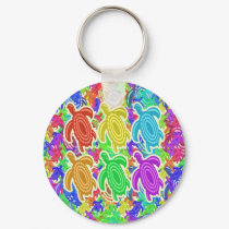 Rainbow Cutout Turtles Keychain