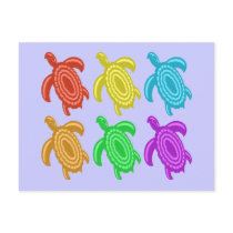 Rainbow Cutout Turtles Postcard