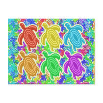 Rainbow Cutout Turtles Postcard