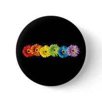Rainbow Daisies Pinback Button