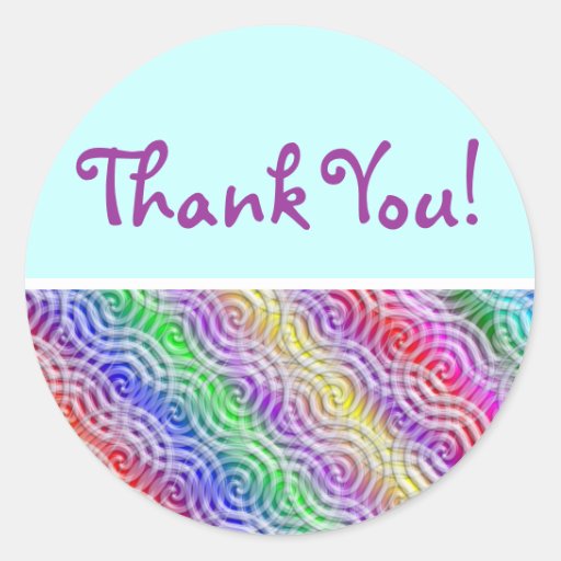 Rainbow Design Thank You Sticker Zazzle 0777