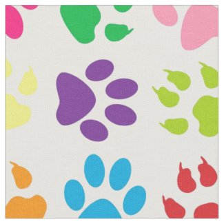 Rainbow Dog Paws Pattern Fabric