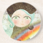Rainbow doll colorful vintage coaster