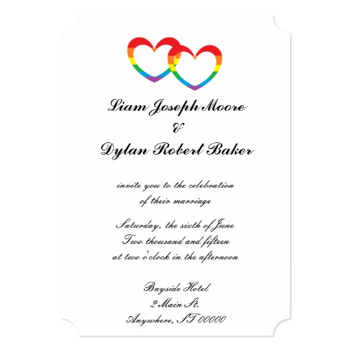 Rainbow Double Hearts Wedding Invitations Zazzle 7095