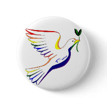 Rainbow Dove Pinback Buttons