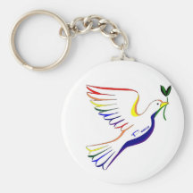 Rainbow Dove Keychain