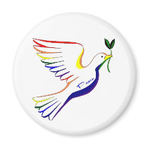 Rainbow Dove Refrigerator Magnet
