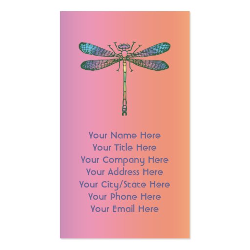Rainbow Dragonfly Business Card (front side)