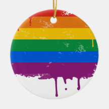 Rainbow drip christmas ornament