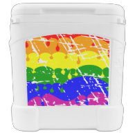 Rainbow Dripping Paint Distressed Igloo Rolling Cooler