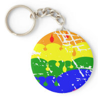 Rainbow Dripping Paint Distressed Key Chains
