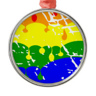 Rainbow Dripping Paint Distressed Christmas Ornament