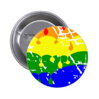 Rainbow Dripping Paint Distressed Pinback Button