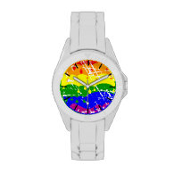 Rainbow Dripping Paint Distressed Wrist Watches