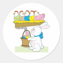 Rainbow Easter Chickens Round Sticker