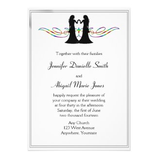 Rainbow Elegance Gay Brides Wedding Invitation