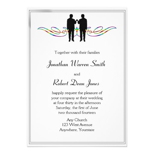 Rainbow Elegance Gay Groom Wedding Invitation