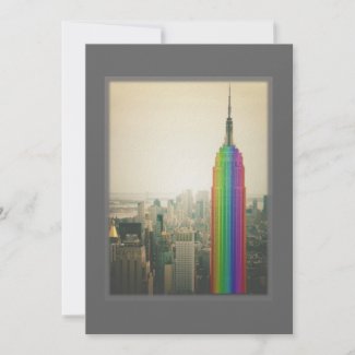 Rainbow Empire State Building Gay Wedding Invite invitation