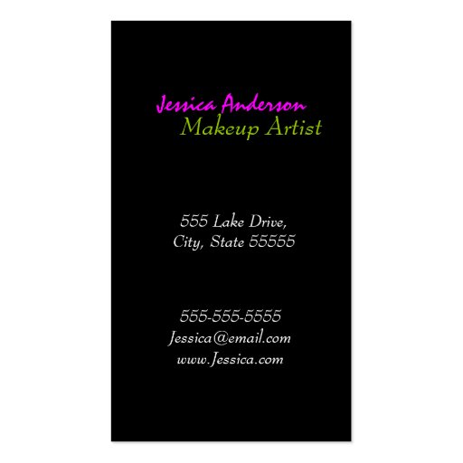 Rainbow Eyes Makeup Artist Business Card (back side)