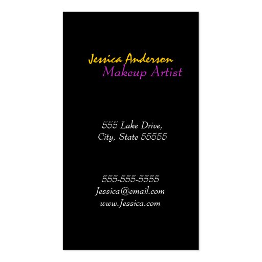 Rainbow Eyes Makeup Artist Business Card Templates (back side)