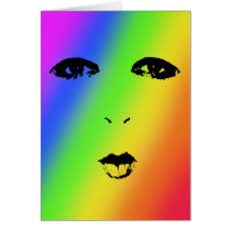 Rainbow Face Blank Card by MidnightAkita Rainbow Face Blank Card