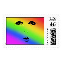 Rainbow Face Stamp by MidnightAkita Rainbow Face Stamp