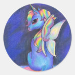 Rainbow Faerie Unicorn Round Stickers