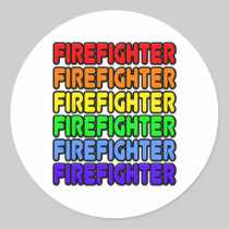 Rainbow Firefighter Round Stickers