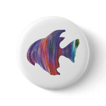 Rainbow Fish Bubble Fractal Pinback Button