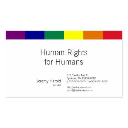 Rainbow Flag Business Cards (front side)