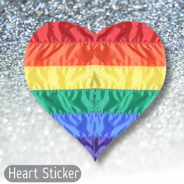 Rainbow Flag Gay Pride Flag LGBTQ Retro Classic Heart Sticker Zazzle