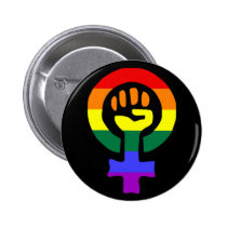 Rainbow Flag Woman Power button buttons