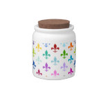 Rainbow fleur de lis pattern candy jars