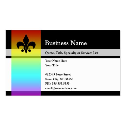 rainbow fleur de lys business card (front side)