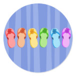 Rainbow Flip Flops Round Sticker