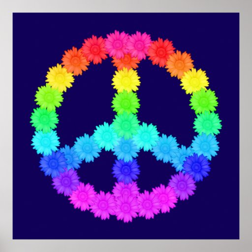 Rainbow Flower Peace Sign Poster Zazzle