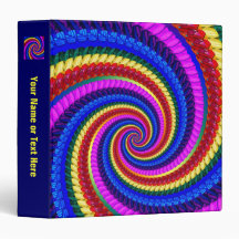Rainbow Fractal Art Swirl Pattern Binders