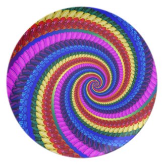 Rainbow Fractal Art Swirl Pattern Dinner Plate