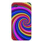 Rainbow Fractal Art Swirl Pattern iPhone 4 Cases