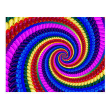 Rainbow Fractal Art Swirl Pattern Postcard