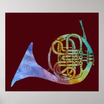 Rainbow French Horn Poster