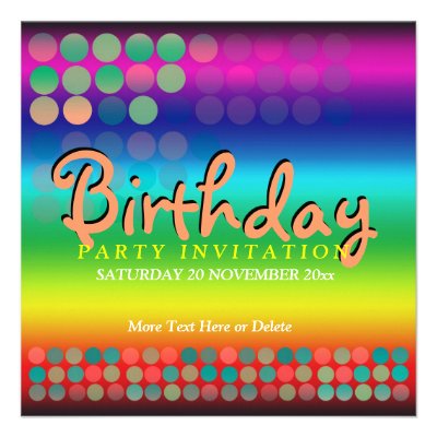 Rainbow Funtimes Birthday Party Invitation