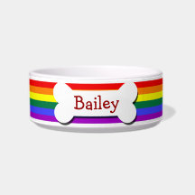 Rainbow Gay Pride Dog Bone Pet Bowl