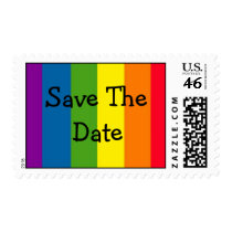 Rainbow Gay Pride Wedding Commitment Save The Date postage by shayneemelissa Rainbow Gay Pride Wedding Commitment Save The Date postage