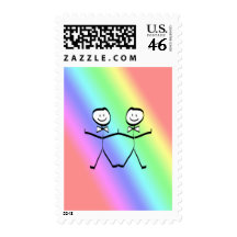 Rainbow Gay Wedding Stamp